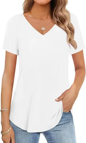 Womens Shirt Long Sleeve V Neck T-Shirt Cotton Tops Basic Tees