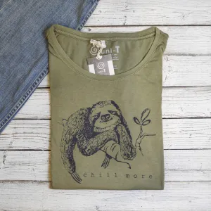 Women's Sloth Shirt - Chill More, Relaxed and Comfortable Sloth Design