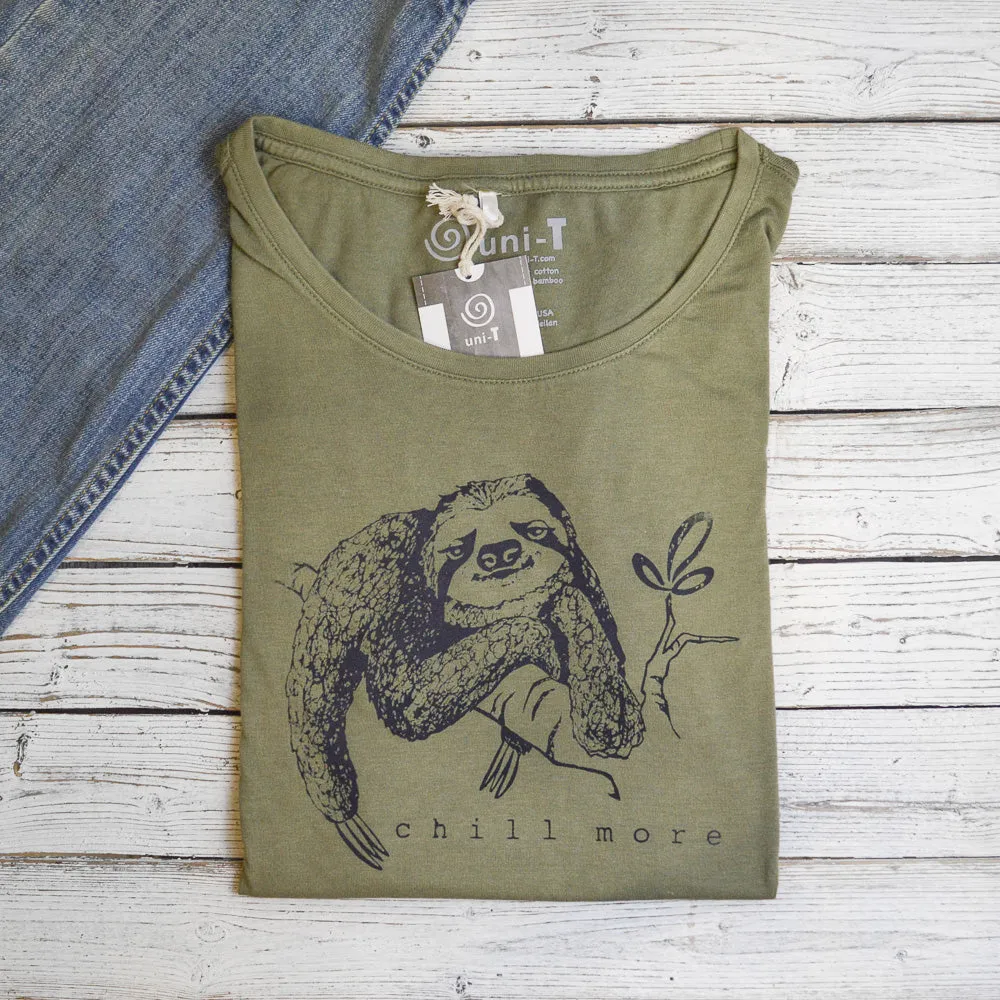 Women's Sloth Shirt - Chill More, Relaxed and Comfortable Sloth Design