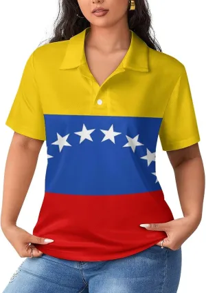 Women's Sport Australian Flag Polo-Shirt Soft Short-Sleeve Polo-Shirt for Women