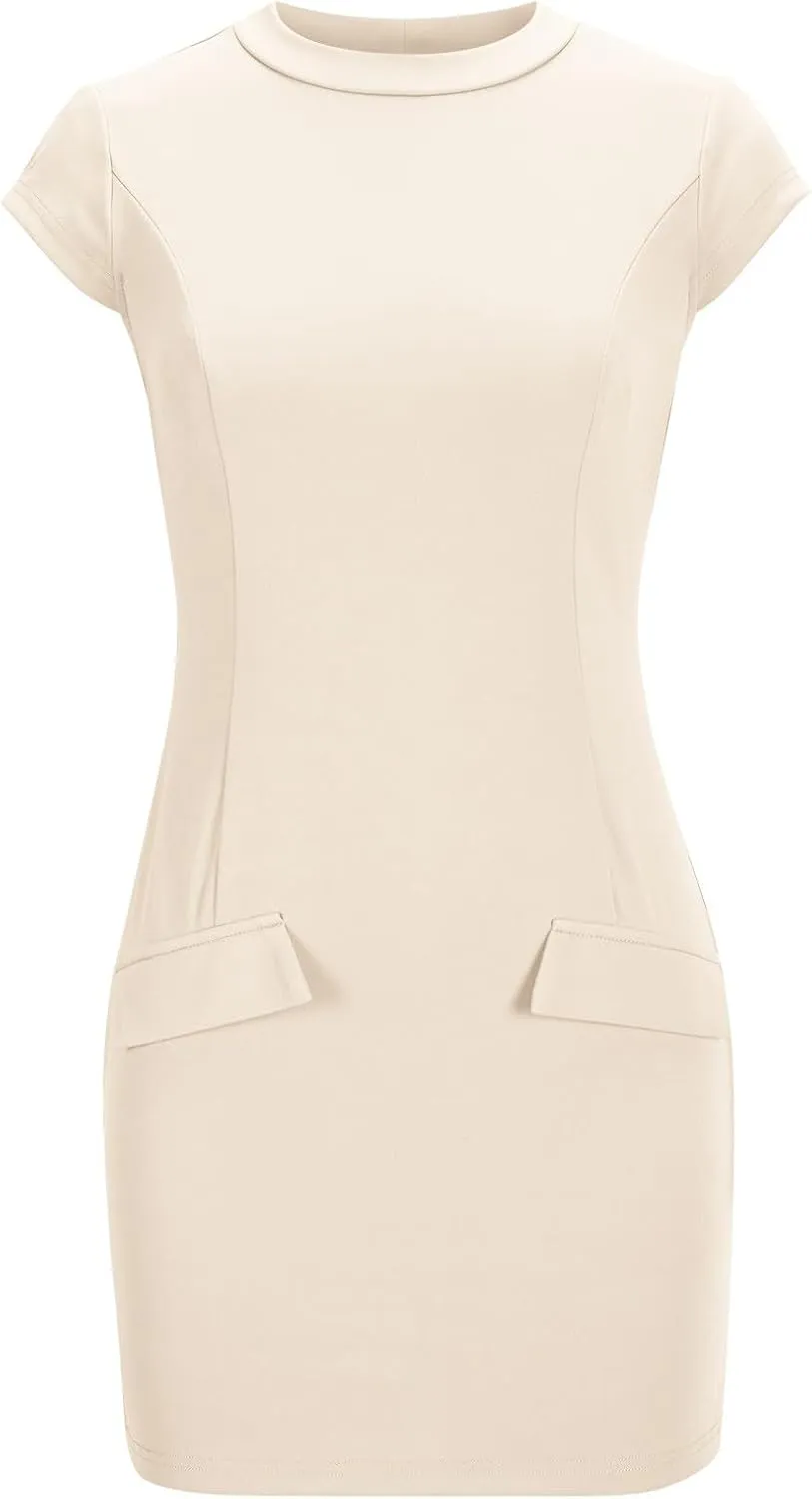 Womens Summer Dress Mock Neck Short Sleeve Bodycon Party Club Mini Dresses Elegant Casual Fashion Wedding Guest Dress