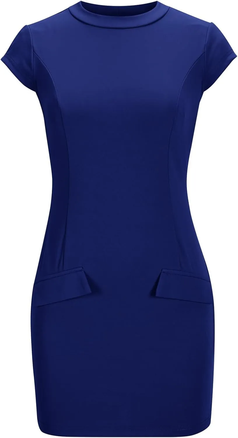 Womens Summer Dress Mock Neck Short Sleeve Bodycon Party Club Mini Dresses Elegant Casual Fashion Wedding Guest Dress