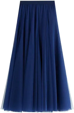 Womens Tulle Tutu Skirt Elastic High Waist Layered Skirt Floral Print Mesh Pleated Swing A-Line Midi Mini Skirt Dresses