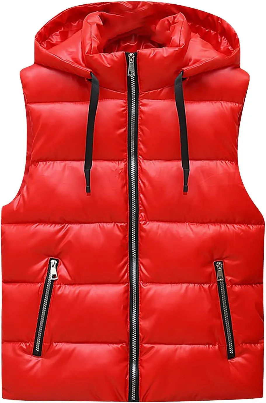 Women's Winter Crop Vest Basic Lightweight Sleeveless Warm Outerwear Casual Comfy Puffer Vest Zip Up Padded Gilet