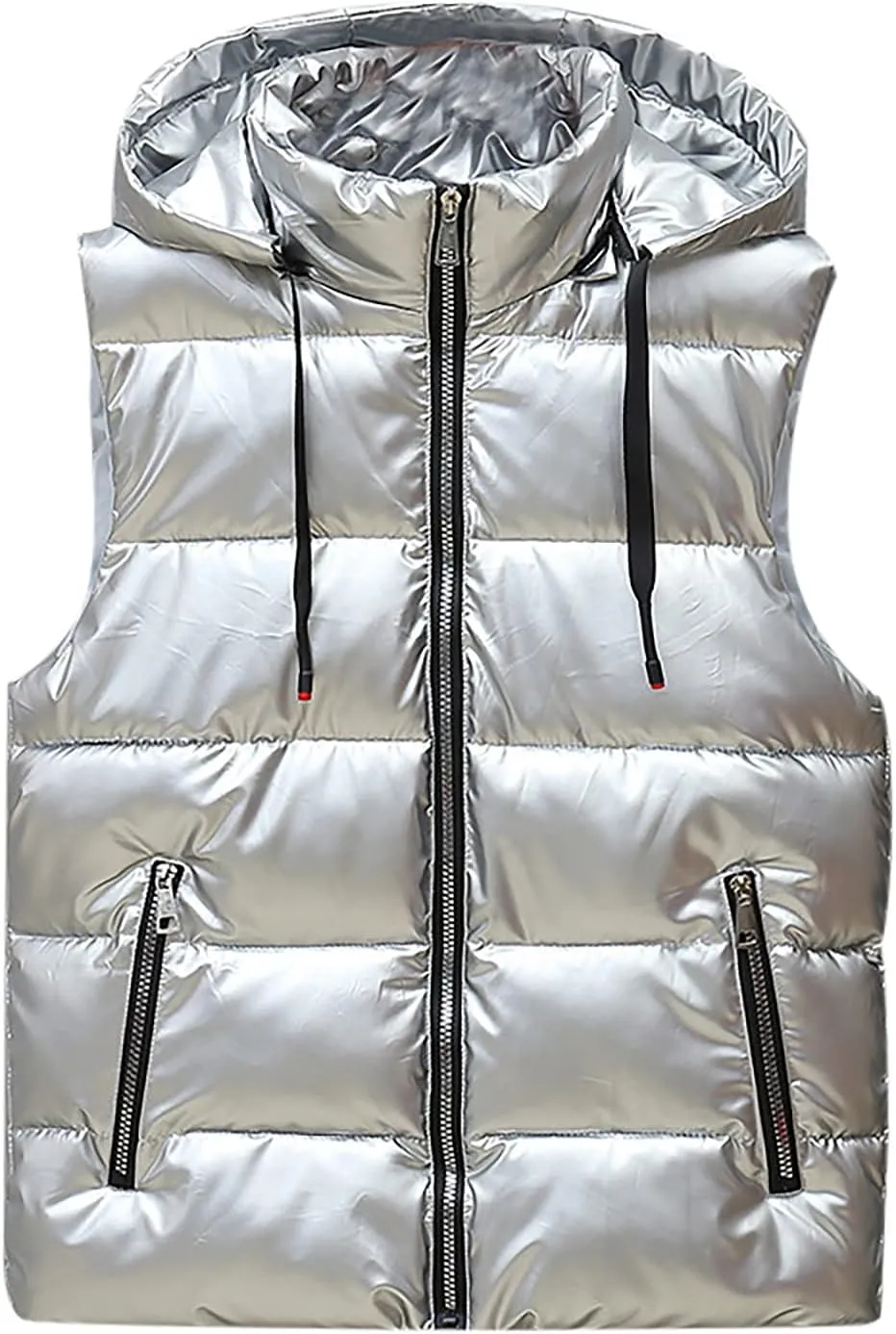 Women's Winter Crop Vest Basic Lightweight Sleeveless Warm Outerwear Casual Comfy Puffer Vest Zip Up Padded Gilet