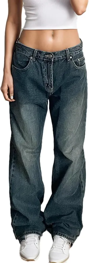 Xineicy Women's Jeans Wide Leg Jeans High Waisted Baggy Y2K Loose Boyfriends Jeans Trendy Denim Pants