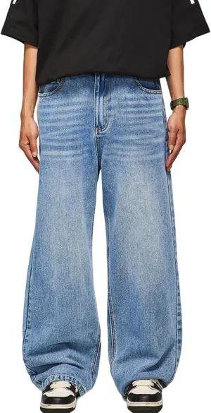 Y2k Baggy Jeans Mens Denim Jeans Wide Leg Pants Hip Hop Skater Jeans Oversized Vintage Streetwear