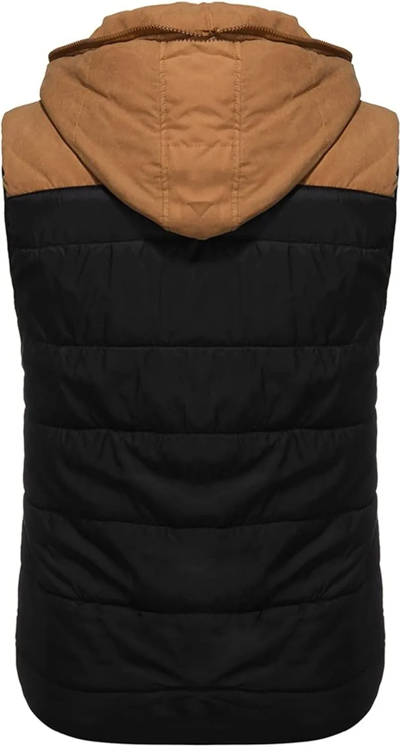 Ymosrh Men's Puffer Vest Outdoor Quilted Winter Vest Hooded Sleeveless Jacket Padded Vest Coats Packable Vest, S-5XL