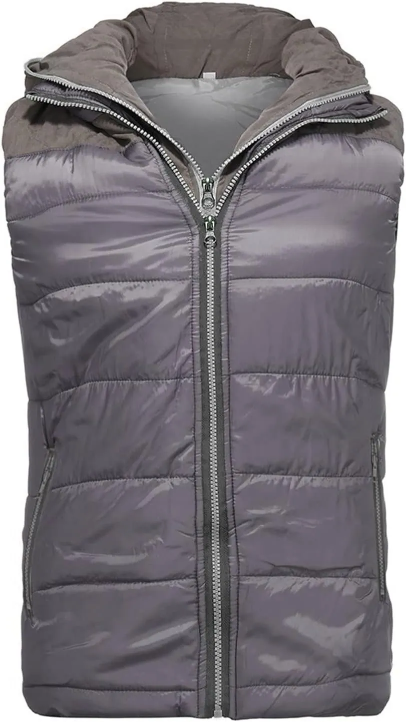 Ymosrh Men's Puffer Vest Outdoor Quilted Winter Vest Hooded Sleeveless Jacket Padded Vest Coats Packable Vest, S-5XL