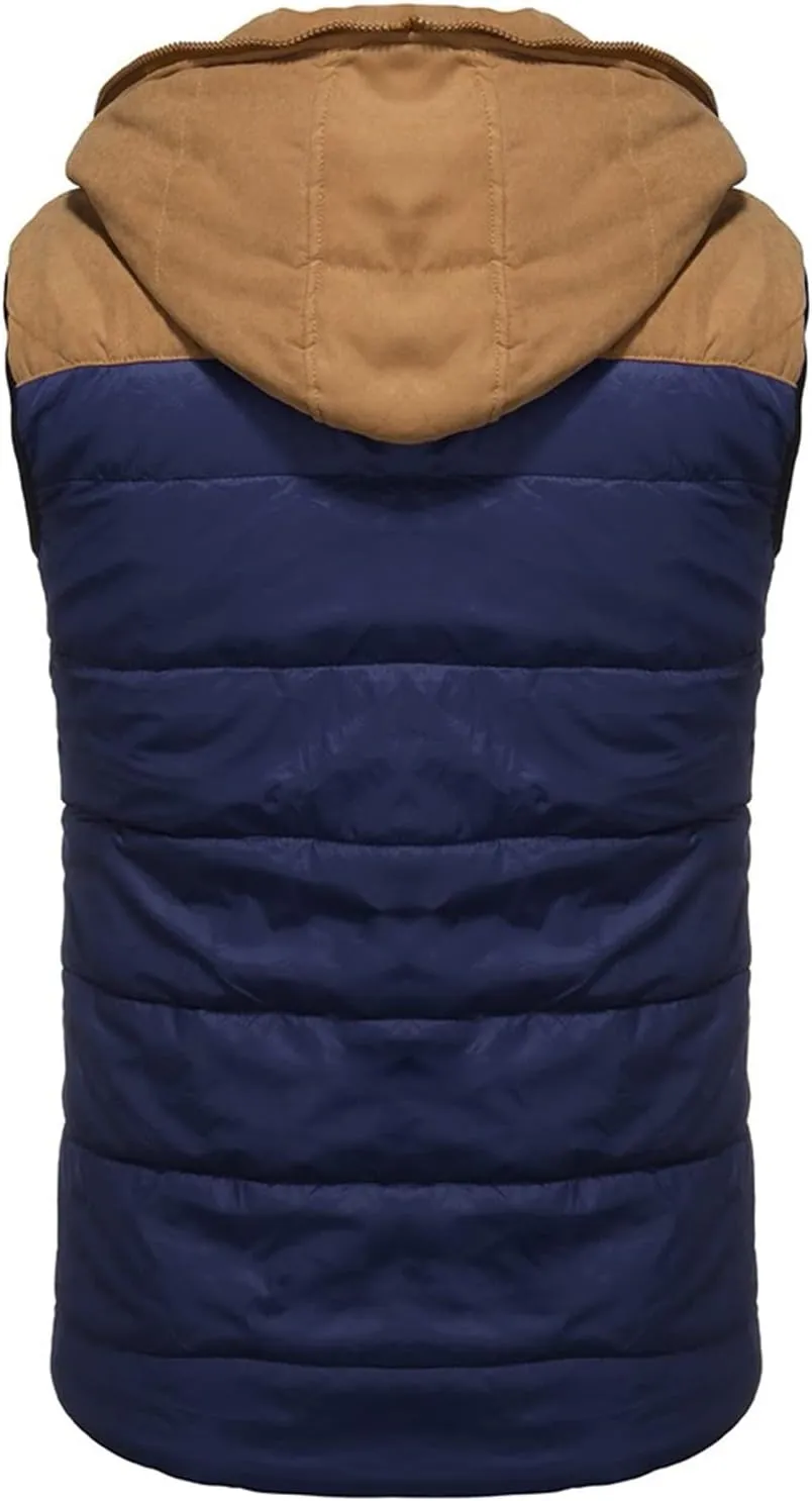 Ymosrh Men's Puffer Vest Outdoor Quilted Winter Vest Hooded Sleeveless Jacket Padded Vest Coats Packable Vest, S-5XL
