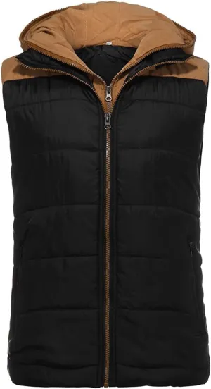 Ymosrh Men's Puffer Vest Outdoor Quilted Winter Vest Hooded Sleeveless Jacket Padded Vest Coats Packable Vest, S-5XL