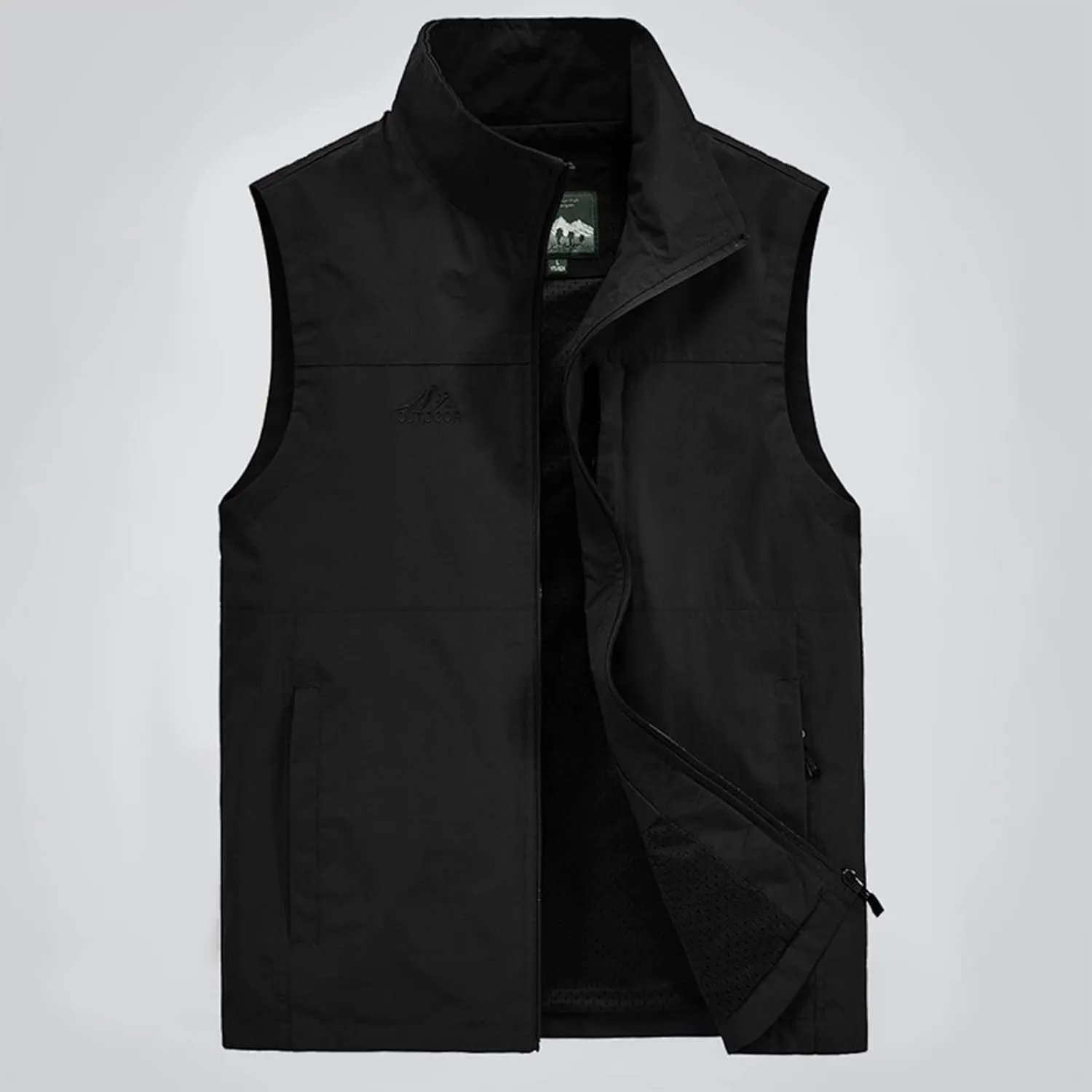 Ymosrh Men's Vests Outerwear Lightweight Outdoor Casual Zipper Stand Collar Padded Vest Coats Sleeveless Jacket Vest