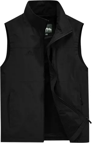 Ymosrh Men's Vests Outerwear Lightweight Outdoor Casual Zipper Stand Collar Padded Vest Coats Sleeveless Jacket Vest