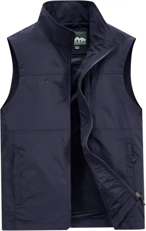 Ymosrh Men's Vests Outerwear Lightweight Outdoor Casual Zipper Stand Collar Padded Vest Coats Sleeveless Jacket Vest
