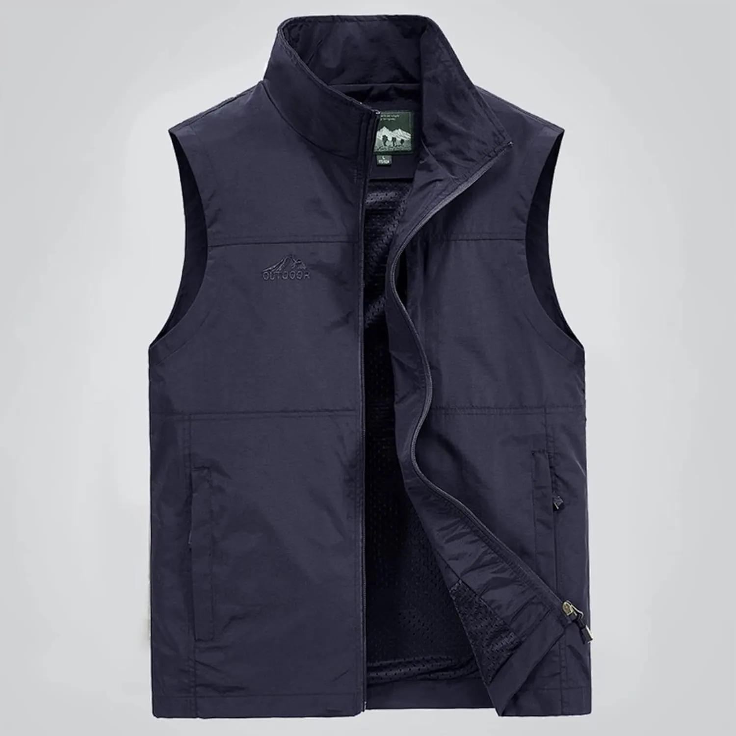 Ymosrh Men's Vests Outerwear Lightweight Outdoor Casual Zipper Stand Collar Padded Vest Coats Sleeveless Jacket Vest
