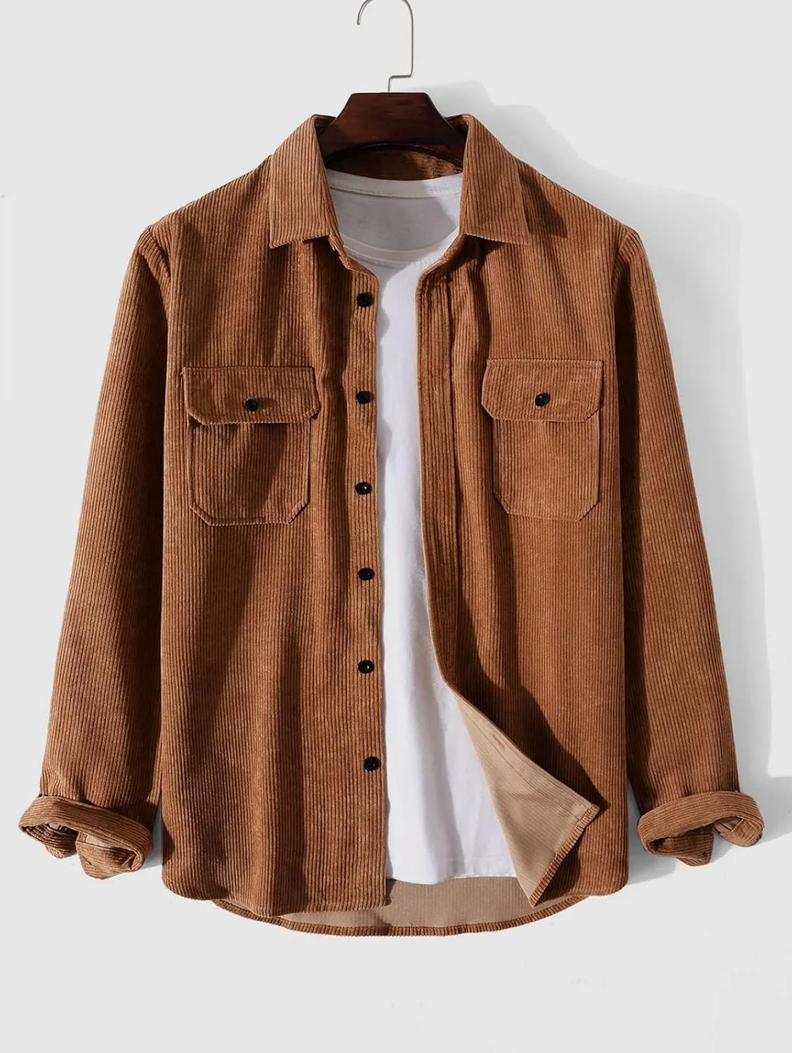 ZAFUL Mens Plaid Shirt,Long Sleeves,Classic Flannel Shirt Button Down Shirt Jacket Tops