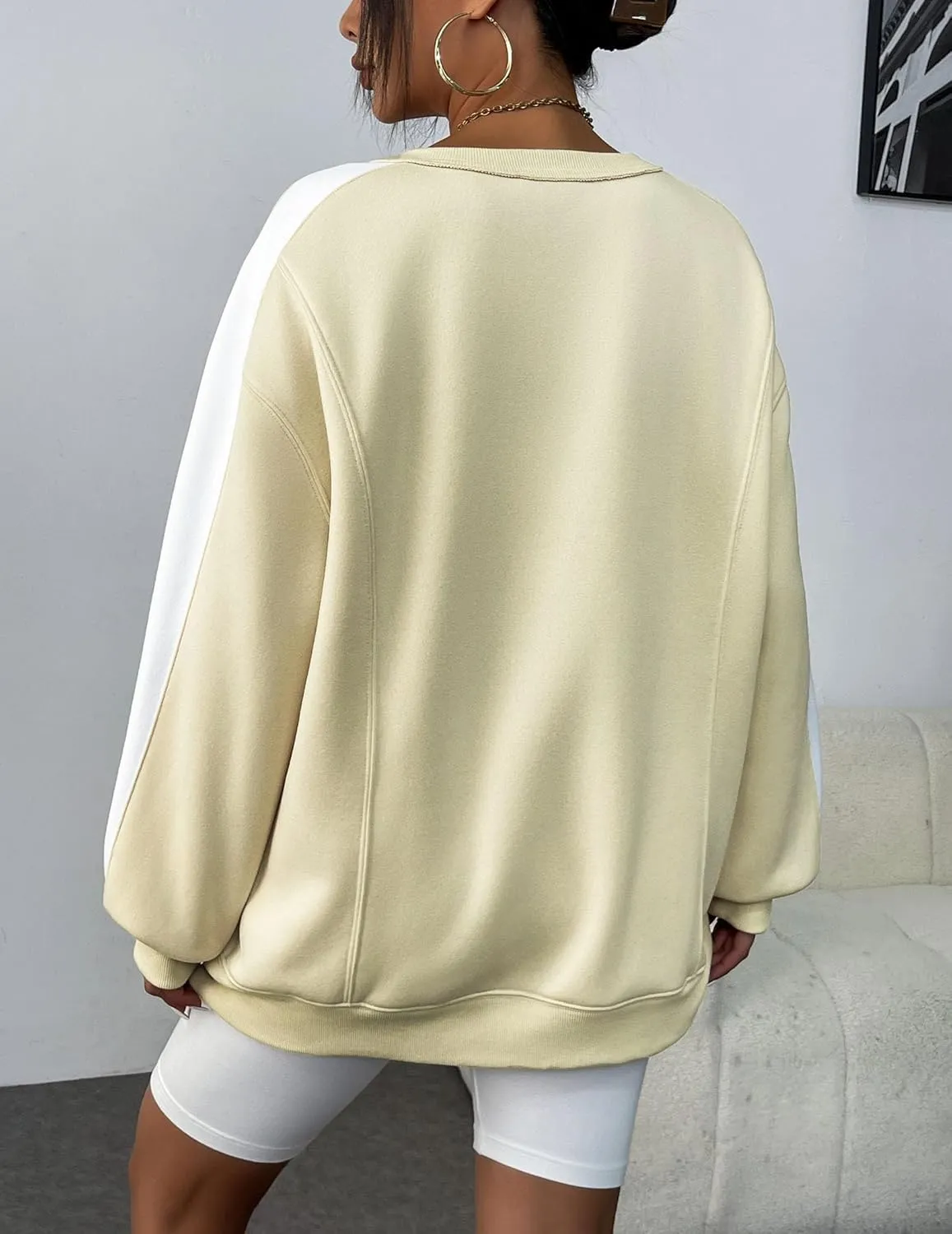 Zeagoo Womens Sweatshirt Long Sleeve Color Block Fleece Hoodies Fall Casual Crewneck Pullover Tunic Tops 2024
