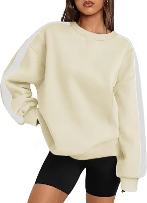 Zeagoo Womens Sweatshirt Long Sleeve Color Block Fleece Hoodies Fall Casual Crewneck Pullover Tunic Tops 2024