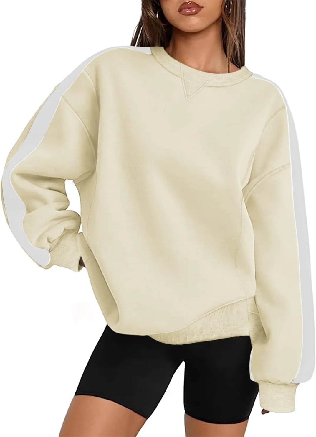 Zeagoo Womens Sweatshirt Long Sleeve Color Block Fleece Hoodies Fall Casual Crewneck Pullover Tunic Tops 2024