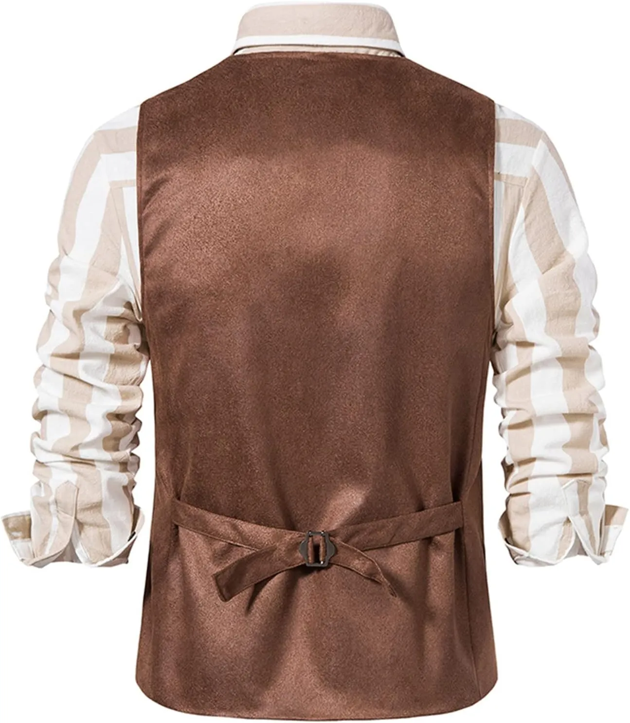 Zeiyignr Men's Suede Leather Suit Vest Casual Western Cowboy Waistcoat Vests Vintage Slim Fit Sleeveless Jacket with Pockets