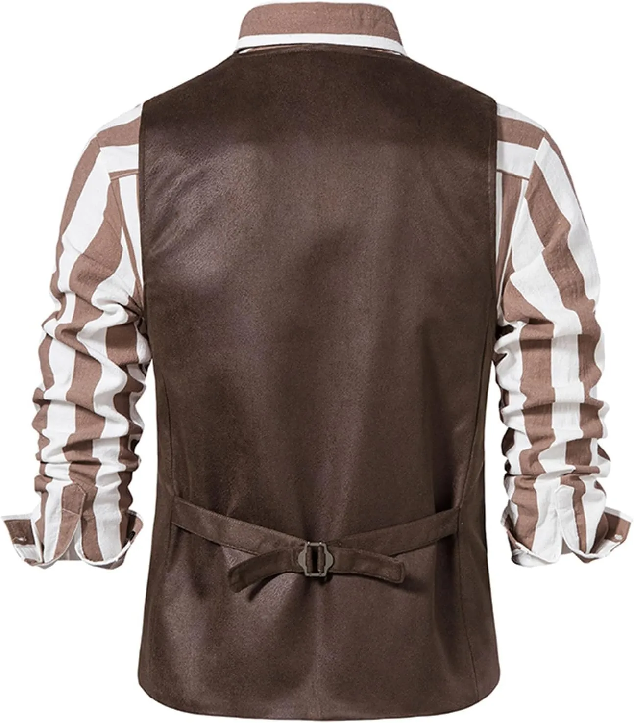 Zeiyignr Men's Suede Leather Suit Vest Casual Western Cowboy Waistcoat Vests Vintage Slim Fit Sleeveless Jacket with Pockets
