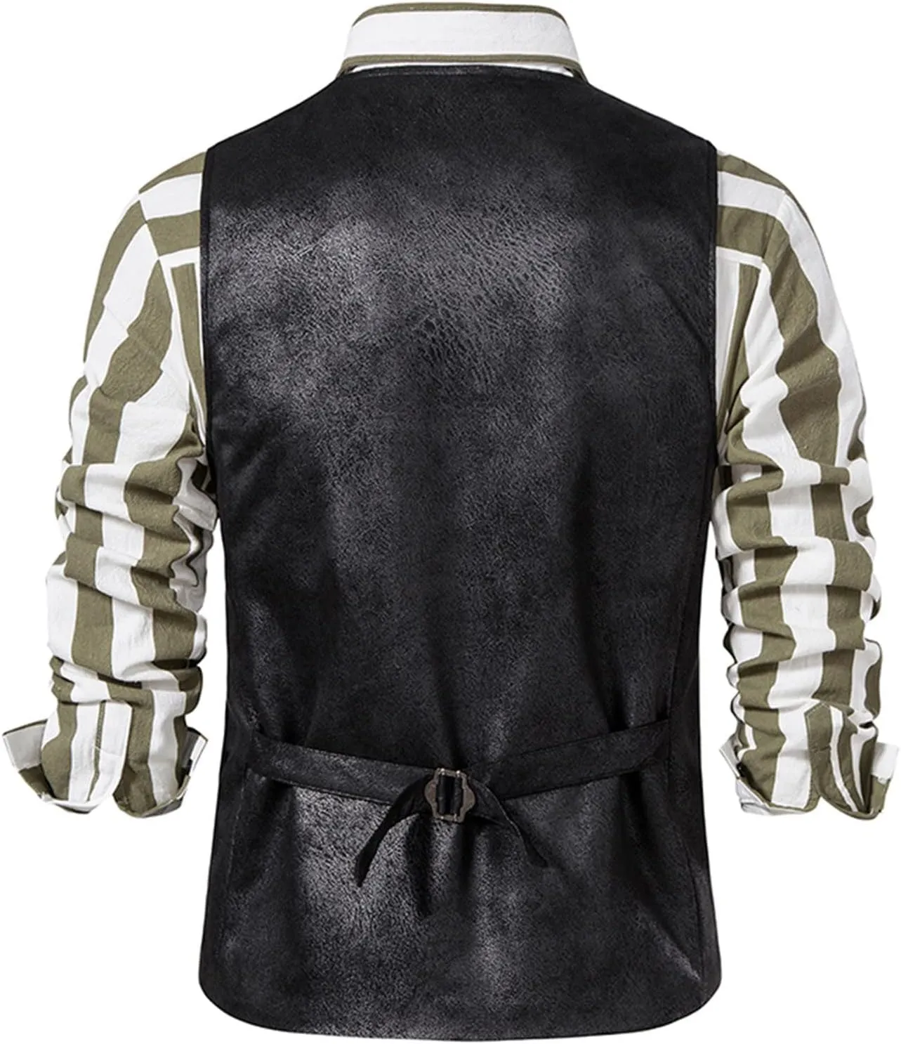 Zeiyignr Men's Suede Leather Suit Vest Casual Western Cowboy Waistcoat Vests Vintage Slim Fit Sleeveless Jacket with Pockets