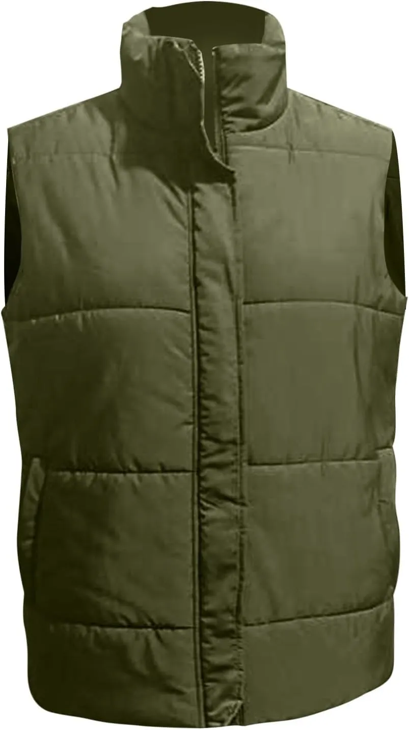 Zip Up Winter Coat Outerwear Vests Zipper Pocket Loose Sleeveless Jacket Coat Sleeveless Lightweight Puffer Jacket